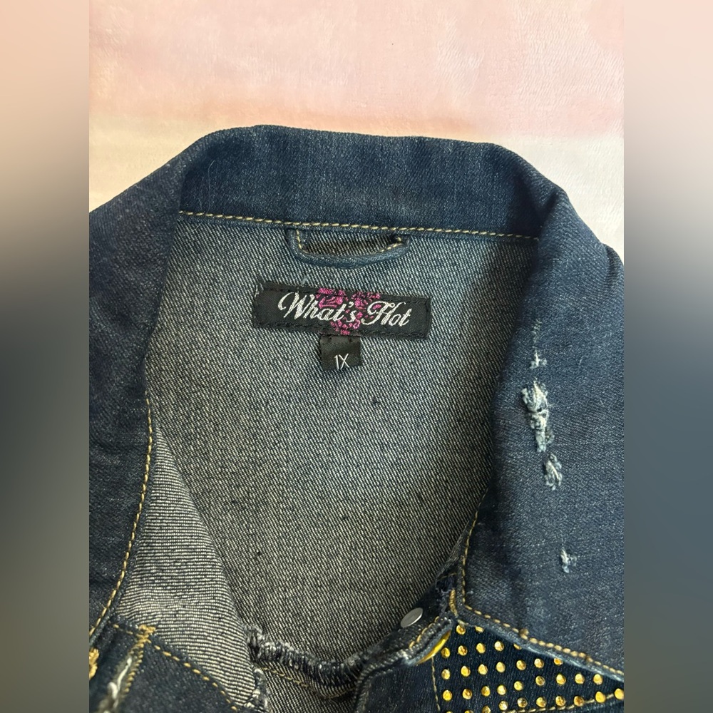 Gold Rhinestone Denim Jacket - Picture 6 of 10